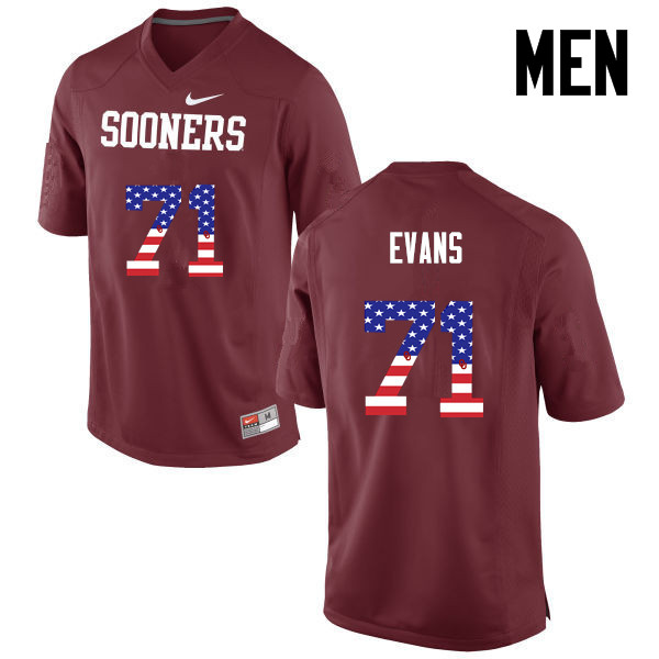 Men Oklahoma Sooners #71 Bobby Evans College Football USA Flag Fashion Jerseys-Crimson - Click Image to Close